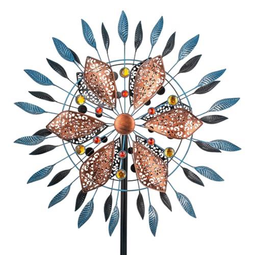 Stargarden Large Wind Spinners Outdoor, 23 Inch Metal Wind Spinner, Double Kinetic Wind Sculptures & Spinners, Waterproof Pinwheels Outdoor Decoration for Patio, Lawn, Garden, Porch Decor 2 Pack