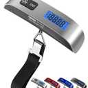 Luggage Scale Dr.meter Travel Essentials Luggage Weight Scale Backlight LCD Display 110lb/50kg Electronic Balance Digital Postal Travel Accessories with Rubber Paint Handle Temperature Sensor Silver