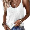 Allimy Womens Pointelle Knit Top V Neck Strappy Tank Tops Summer Sleeveless Blouses Shirts Tops