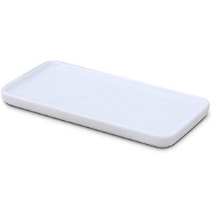 Ceramic Vanity Tray Small Rectangle, Bathtub Tray Bathroom Organizer, Cosmetics Holder for Tissue Candle Towel Plant Jewelry Ring Dish Dresser Perfume Shampoo-White (1 pc Small Size)