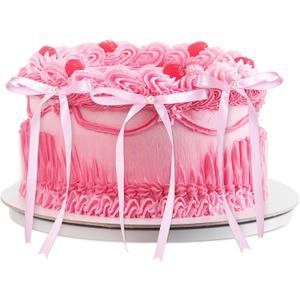 Riceshoot 6 Pcs Pink Bow Ribbon and Pearl Cake Topper, 5x7 Vintage Cupcake Decorating for Coquette Themed Party, Bridal Party Decoration, Birthday Valentine Candle Accessory, Engagement Dessert Decor