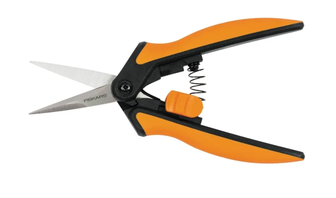 Fiskars Solid Snip Pruning Microtip SP13, Length: 6 Inch Steel Blades/Plastic Handle, Black/Orange