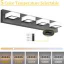 Ralbay 5 Color Temperature Black Vanity Lights for Bathroom Dimmable Acrylic Modern LED Black Bathroom Lighting Fixtures Over Mirror, 26 inch