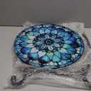 Outdoor Side Table Round Small Mosaic Patio Accent Indoor End Plant Coffee Tea Table for Yard Patio Porch Garden Living Room, Bedroom(Mandala Flower Style,14 Inch)