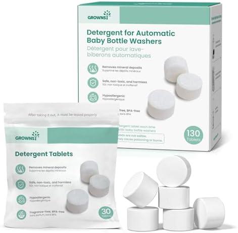 GROWNSY Detergent Washing Tablets 130 PCS for Momcozy, Baby Brezza, Papablic Bottle Washer, Compatible with All Brands Baby Bottle Washers