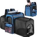 Cat Carrier Backpack for Travel, Dog Carrier Backpack for Large cat, Small Dogs, Puppies Up to 20 Lbs, Expandable Cat Backpack for Outdoor Hiking, Pet Carrier Back pack, Cat Back pack Carrier (Blue)