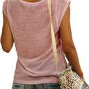 5 x Womens Cap Sleeve T Shirts V Neck Casual Tops Oversized T-Shirt Summer Trendy Lightweight Loose Fit Basic Tees (Pink, L)