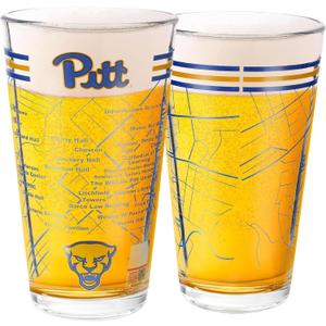 Greenline Goods – University of Pittsburgh Panthers College Pint Beer Glasses (Set of 2), 16 oz – Full-Color Logo + Campus Map