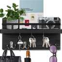 OurWarm Key Holder for Wall Decorative with 5 Key Hooks, Wall Mounted Key Hangers for Wall with Mail Key Rack, Wooden Mail Organizer with Shelf
