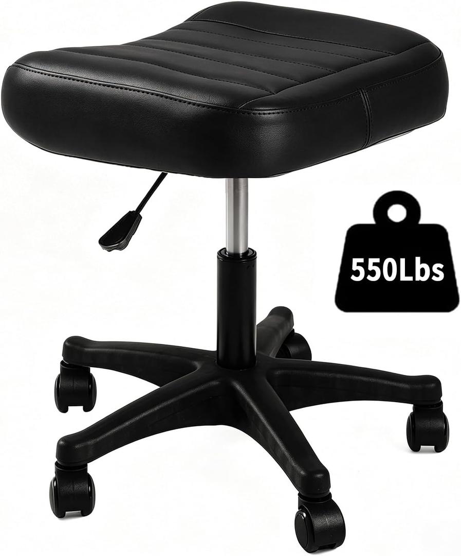 Ergonomic Adjustable Under Desk Footrest,Ottoman with Wheels, 21.65in*8.66in*20.47in