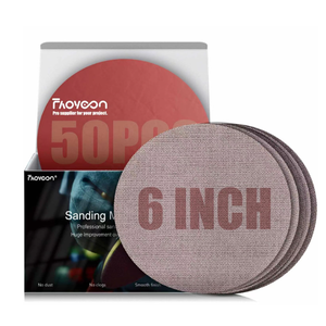 Faoyoon 6 Inch Sanding Mesh | 50 Pack 320 Grit | Micro Mesh Hook and Loop Sanding Discs | Dust Free Net Sandpaper | Wet and Dry Sanding Screen | AntiClog and Last Longer