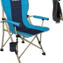 XGEAR Camping Chair with Padded Hard Armrest, Sturdy Folding Camp Chair with Cup Holder, Storage Pockets Carry Bag Included, Support to 400 lbs (1-Light Blue)