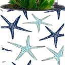 Standing Planter Coastal Nautical Starfish Repeat Navy Blue Turquoise White 8.7" W x 14"H Self-Watering Indoor Plant Pot with Legs (Multi5)