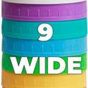 9 Pack Wide Mouth Silicone Rings, Colored and Plastic Lids, Fit Ball, Kerr or More (Multicolored)