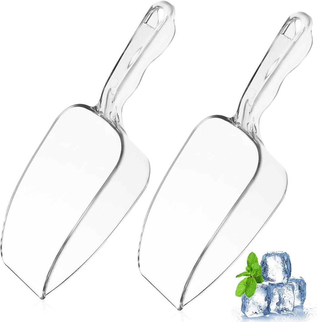Kichvoe 2Pcs Ice Scoop for Freezer - Clear Plastic Food Scoops - Popcorn Scooper Multi-Purpose for Pet Food Candy Sugar Coffee Grounds