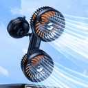 Dual Head Suction Cup Car Cooling Fan for Window Dashboard, 4000Mah Battery Powered Rechargeable USB Car Fans That Blow Cold Air, Cooler for Semi Truck Rv Van Tractor Cab Vehicles without Ac