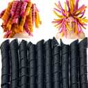 50 Pcs Heatless Spiral Hair Curlers 22inch Magic No Heat Hair Curls For Long Hair 6Pcs Styling Hooks DIY Hair Rollers Setblack