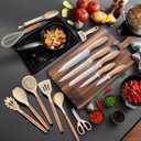 RAXCO Kitchen Set,18-Piece Silicone Cooking Utensils and Stainless Steel Chef's Knives,Khaki (Khiki)
