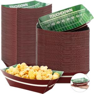 Havawish 100 Pcs Football Party Supplies 2 lb Football Paper Food Trays Disposable Serving Paper Boats Football Plates for Football Birthday Sport Game Party Favors
