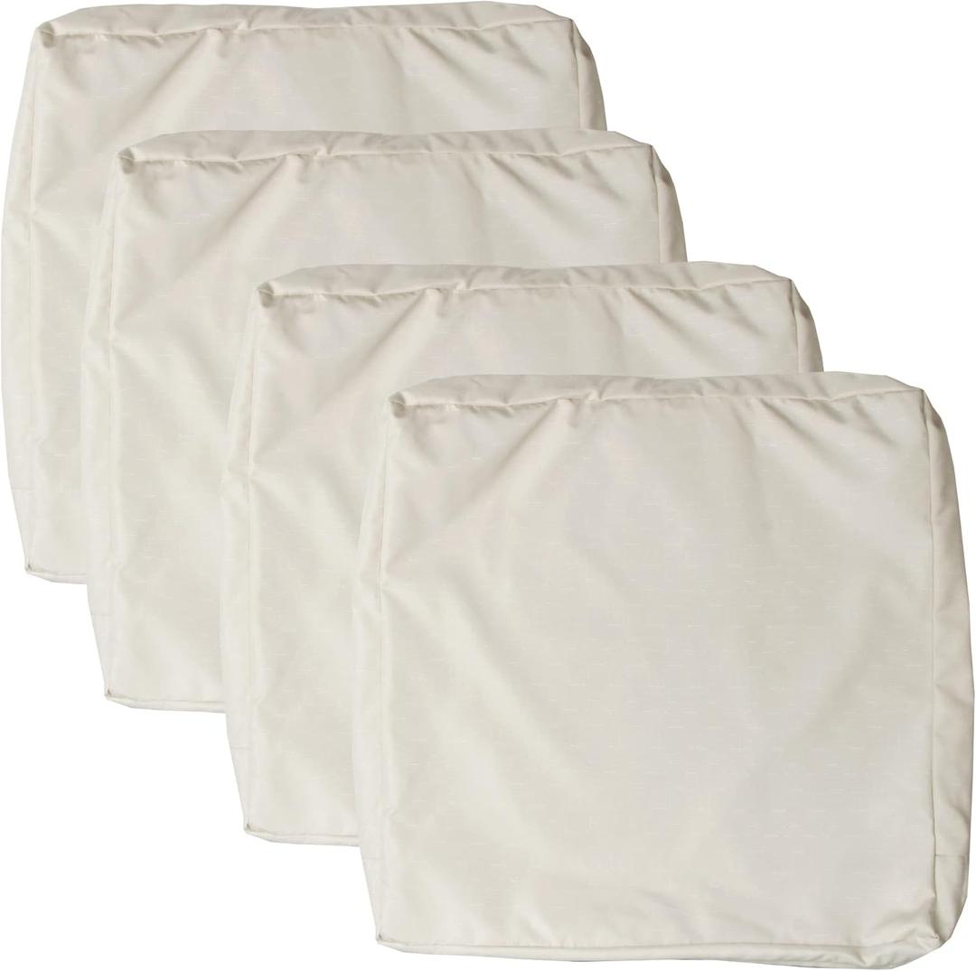 Patio Seat Cushion Covers,Washable Slip Covers Replacement,Waterproof Outdoor Furniture Chair Cushion Pillow Seat Cover for Couch,Garden,Sofa,Khaki,24"×24"×4"(4 Covers Only)