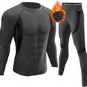 UNIQUEBELLA Men's Thermal Underwear Sets Top & Long Johns Fleece Sweat Quick Drying Thermo Base Layer (Black Yarn) S