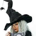 Halloween Witch Hat with Black Spider Witch Costume Accessories for Women Halloween Party Masquerade Cosplay Costumes