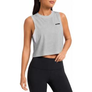 SOFIA'S CHOICE Sleeveless Crop Tank Tops for Women Summer Loose Open Side Workout Athletic Top Grey Small (Gray, XL)