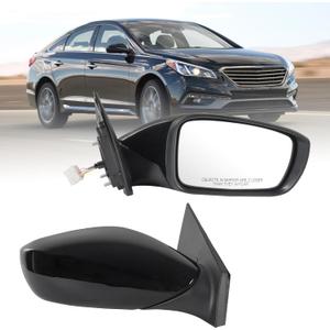 JDMSPEED Right Passenger Side View Mirror Black Compatible with 2011-2014 Hyundai Sonata Heated Manual Folding Power Glass Replace#HY1321166 87610-3Q010(5 Pins)