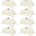 Fitable 8 Pack Rectangle Tablecloths: Stain Resistant Wrinkle Free Circle Table Clothes, Washable Reusable Polyester Table Covers for Wedding Party Birthday Banquet Reception(Ivory, 90x132 Inch)