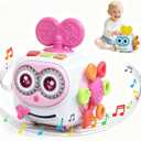 Toys for 1+ Year Old Girl, Musical Busy Cube for Toddlers 1-3 year old, Montessori 6-in-1 Activity Cube with Lights & Sounds, Wheels for Tummy Time & Crawling Training, Birthday Gifts for Baby Girl (Pink)