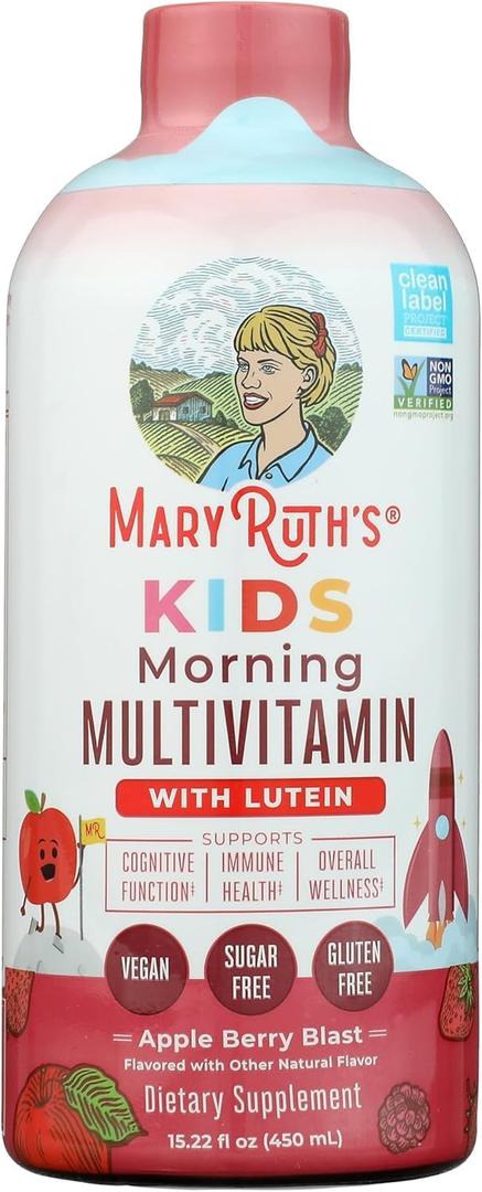 MARYRUTH'S Liquid Morning Multivitamin for Kids | Kids Multivitamin | Immune Support Supplement | Vitamin C | Vitamin D | Essential Nutrients | Vegan | 30-180 Servings | 15.22 fl oz BB 7/2027