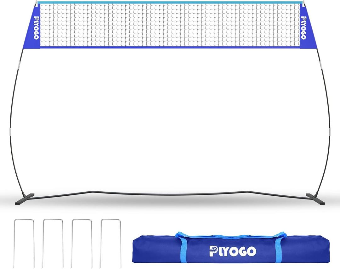 Volleyball Net, 14FT Freestanding Volleyball Net for Backyard, Adjustable Height and Instant Setup, Professional Portable Training Practice Set for Indoor and Outdoor with Carry Bag