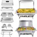 Valgus 2-Pack 8QT Stainless Steel Chafing Dish Buffet Chafer Set with Foldable Frame Water Trays, 2 Full Size, 4 Half Food Pans for Wedding, Parties, Banquet, Catering Events