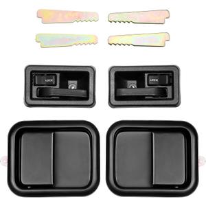 Door Handle Set, Compatible with 1991-1996 Jeep Wrangler YJ 1997-2006 TJ, Exterior & Interior Left Driver & Right Passenger Side | Replace# 79540 79541 55176383AE 55176382AE 55176477AC 55176476AC (1991-2004 Outer & Inner)