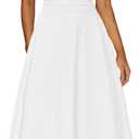 Kaximil Women's Boat Neck Sleeveless A Line Maxi Dress Ruffle Flowy Casual Long Dresses (White) S