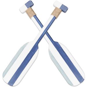 2 Pack 19.7 Inch Nautical Wooden Double Oar Decor with Rope Nautical Oar Paddles Wall Decor Door Hanging Ornament Beach Theme Home DecorationVintage blue