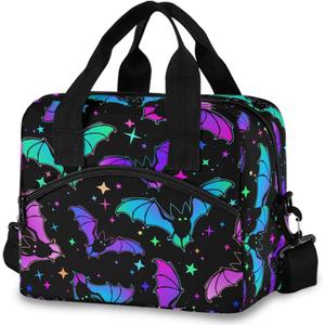 MNSRUU Insulated Lunch Bag Halloween Luminous Bats Women Lunch Tote Men Lunch Cooler Bag Reusable Leakproof Lunch Bag For Work School (Goth 08)