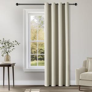ChrisDowa Blackout Curtains 90 Inches Long for Living Room, Grommet Thermal Insulated Room Darkening Curtains for Bedroom (1 Panel Set, Beige, 52W x 90L)
