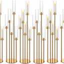 42.5in Gold Candelabra Centerpieces for Tables Candlestick Holders Decor Wedding Centerpiece Table Decorations 5 arm Candle Holder Set of 6 Acrylic lampshade Fit 0.9" LED Candle