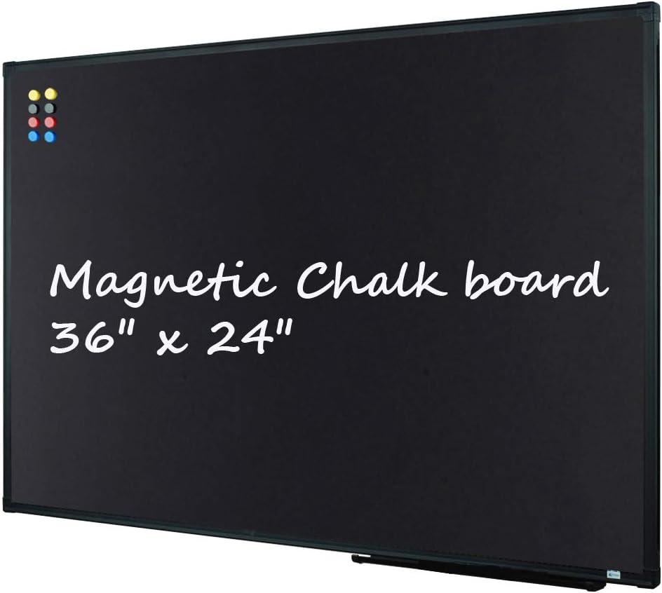 Lockways 36" x 24" Magnetic Chalkboard Black Board, Magnetic Bulletin Blackboard| Wall Mounted Message Presentation Memo Board 3 x 2 Feet