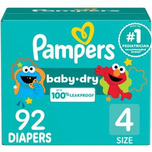 Pampers Diapers - Baby Dry - Size 4, 92 Count, Absorbent Disposable Infant Diaper (Packaging May Vary)