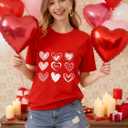 Valentines Shirt for Women Cute Love Heart Tshirts Casual Hearts Graphic Tee Tops for Her (Red, Medium)