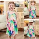 Vieille Toddler Girls Summer Sling Dress Tie Straps Sleeveless Casual Beach Sundress with Pockets 2-6 Years
