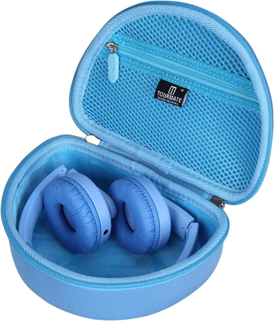 Tourmate Hard Travel Case for Philips K4206 Kids Wireless On-Ear Headphones/ iClever HS19 Kids RORSOU R10 On-Ear Headphones, Protective Carrying Storage Bag (Blue, Case Only)