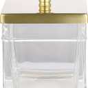 Glass Cotton Jar Holder - Brushed Gold Lid, Elegant Bathroom Storage Canister for Qtips, Cotton Balls, Floss, Makeup Organizer, Vanity & Bathroom Organization