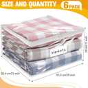 Kikerike Plastic Storage Bags with Easy-Glide Zipper, Pack of 6, Durable Clear Vinyl Zippered Storage Bags for Clothes Sweaters Comforters Blankets Sheets Bedding (25 x 21 x 11 Inch, White)