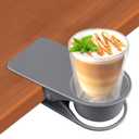 1PCS Drinking Cup Holder, Kalolary Desk Bottle Cup Stand DIY Glass Clamp Storage Saucer Clip Water Coffee Mug Holder Saucer Clip Design for Home & Office, Grey