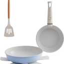 5 Piece Ceramic kitchen Cookware Set,Nonstick Pots and Pans with Removable Handles Stackable Camping Cookware Dishwasher&Oven Safe Frying Pan Blue