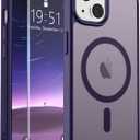 SUPFINE Magnetic for iPhone 15 Case (Compatible with MagSafe) (Military Grade Drop Protection) Slim Translucent Matte Shockproof with Anti-Fingerprint Phone Case, Dark Purple