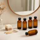 Bekith 30 Pack 2 oz Boston Round Glass Bottle with Black Caps, Amber